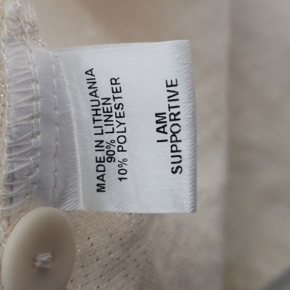 Flax Linen Tunic Length Shirt Natural & Silver Metallic Thread Oversize S NWT - Picture 8 of 12